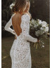 Long Sleeves Ivory Lace Low Back Timeless Wedding Dress Long Sleeves Ivory Lace Low Back Timeless Wedding Dress